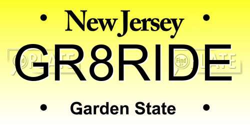 GR8RIDE New Jersey License Plate