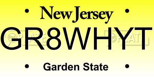 GR8WHYT New Jersey License Plate