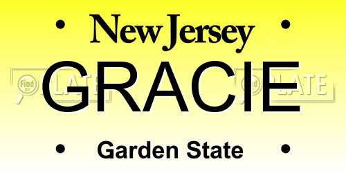 GRACIE New Jersey License Plate