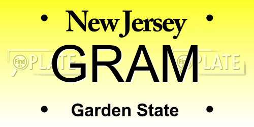 GRAM New Jersey License Plate
