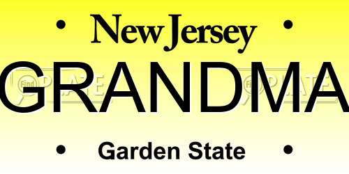 GRANDMA New Jersey License Plate