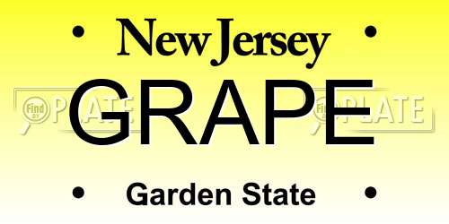 GRAPE New Jersey License Plate