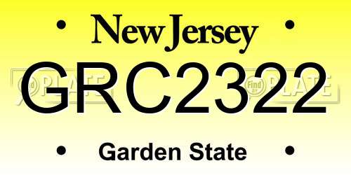GRC2322 New Jersey License Plate