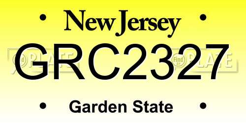 GRC2327 New Jersey License Plate