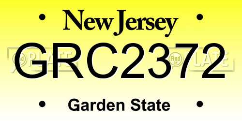 GRC2372 New Jersey License Plate