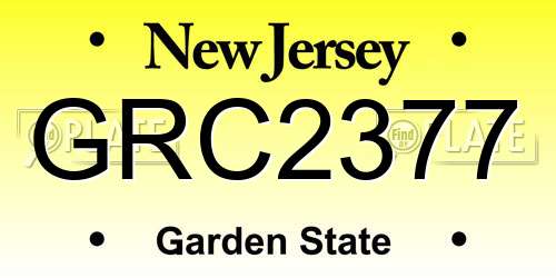 GRC2377 New Jersey License Plate