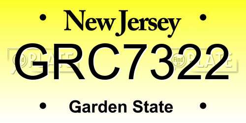 GRC7322 New Jersey License Plate