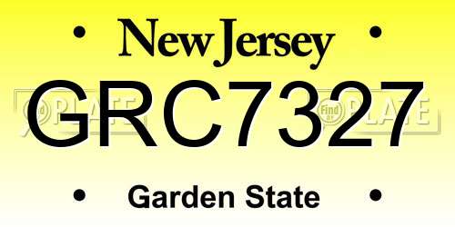 GRC7327 New Jersey License Plate