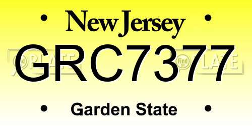 GRC7377 New Jersey License Plate