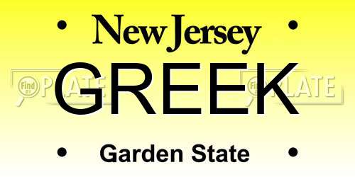 GREEK New Jersey License Plate