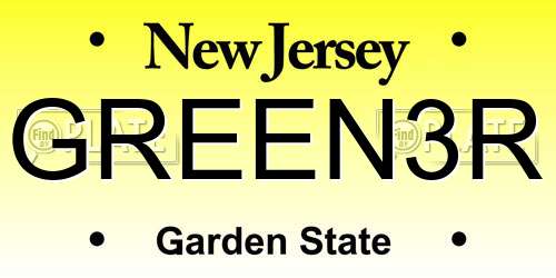 GREEN3R New Jersey License Plate