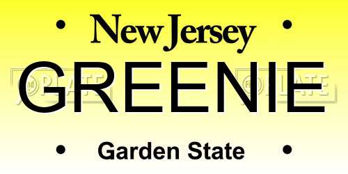 GREENIE New Jersey License Plate