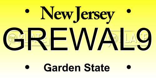 GREWAL9 New Jersey License Plate