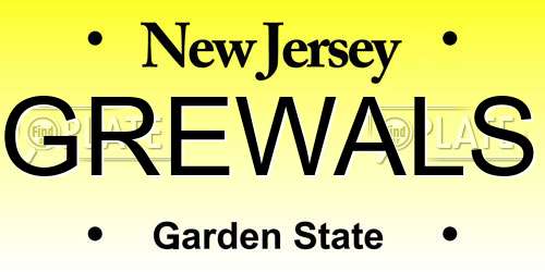 GREWALS New Jersey License Plate