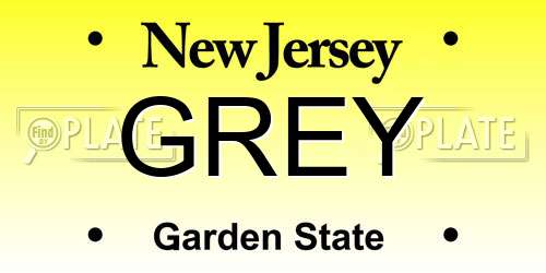 GREY New Jersey License Plate