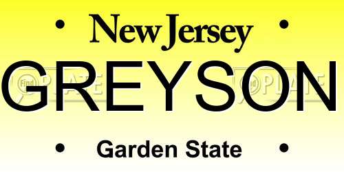 GREYSON New Jersey License Plate