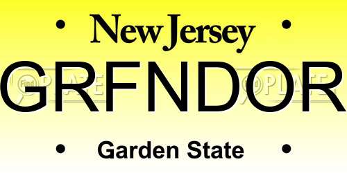 GRFNDOR New Jersey License Plate