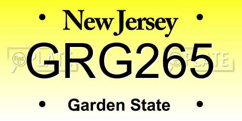 GRG265 New Jersey License Plate