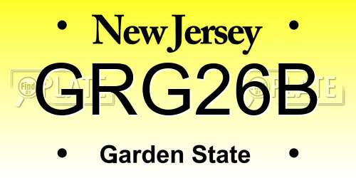 GRG26B New Jersey License Plate
