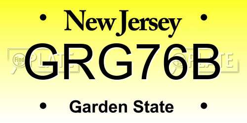 GRG76B New Jersey License Plate