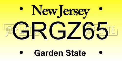 GRGZ65 New Jersey License Plate