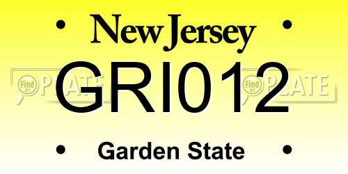 GRI012 New Jersey License Plate