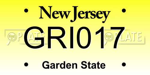 GRI017 New Jersey License Plate