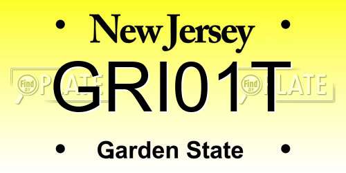 GRI01T New Jersey License Plate