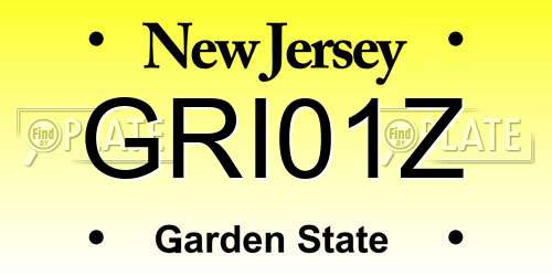 GRI01Z New Jersey License Plate