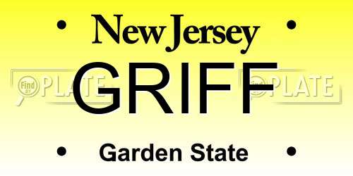 GRIFF New Jersey License Plate