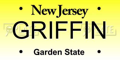 GRIFFIN New Jersey License Plate