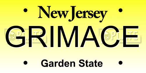 GRIMACE New Jersey License Plate