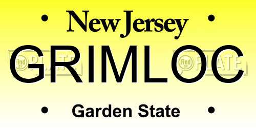 GRIMLOC New Jersey License Plate