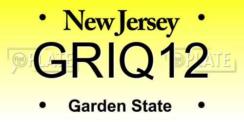 GRIQ12 New Jersey License Plate