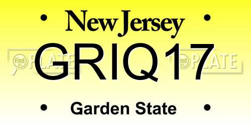 GRIQ17 New Jersey License Plate