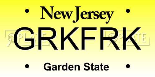 GRKFRK New Jersey License Plate
