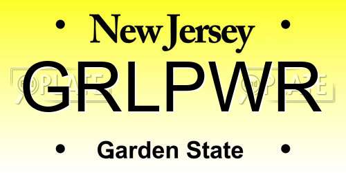 GRLPWR New Jersey License Plate