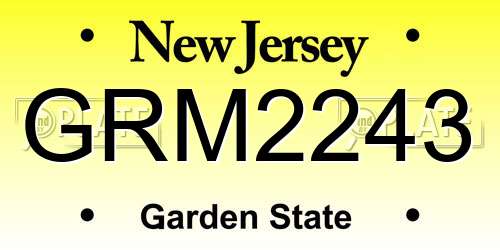GRM2243 New Jersey License Plate