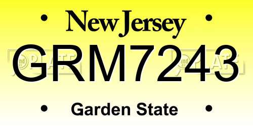 GRM7243 New Jersey License Plate