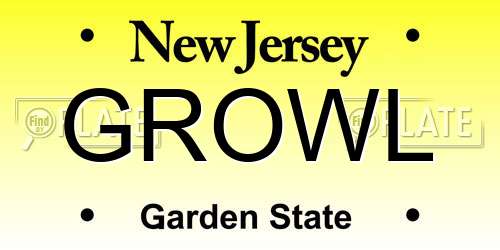GROWL New Jersey License Plate