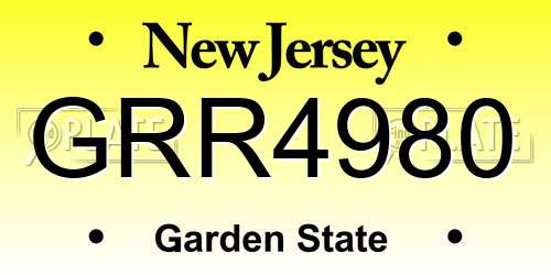 GRR4980 New Jersey License Plate