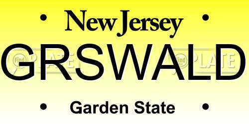 GRSWALD New Jersey License Plate