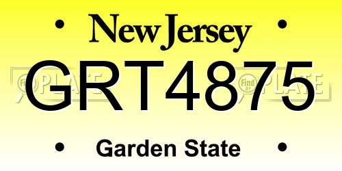 GRT4875 New Jersey License Plate