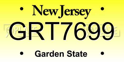 GRT7699 New Jersey License Plate