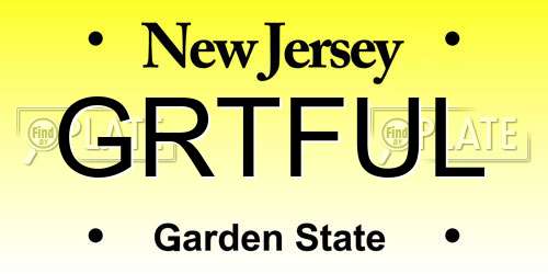 GRTFUL New Jersey License Plate