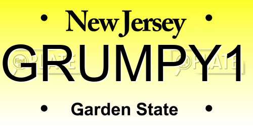 GRUMPY1 New Jersey License Plate