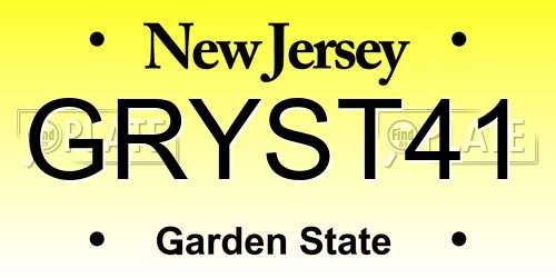 GRYST41 New Jersey License Plate