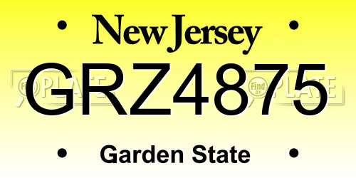 GRZ4875 New Jersey License Plate
