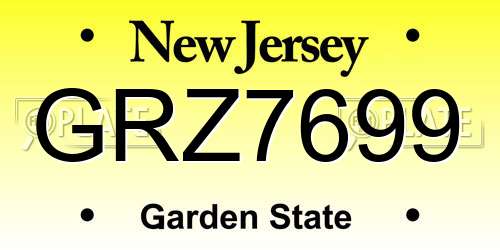 GRZ7699 New Jersey License Plate