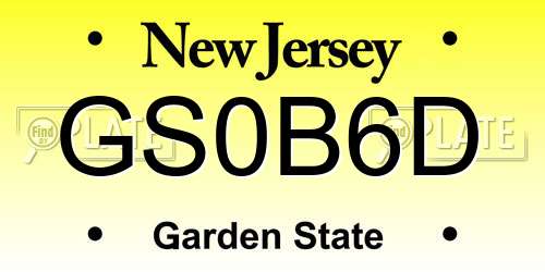 GS0B6D New Jersey License Plate